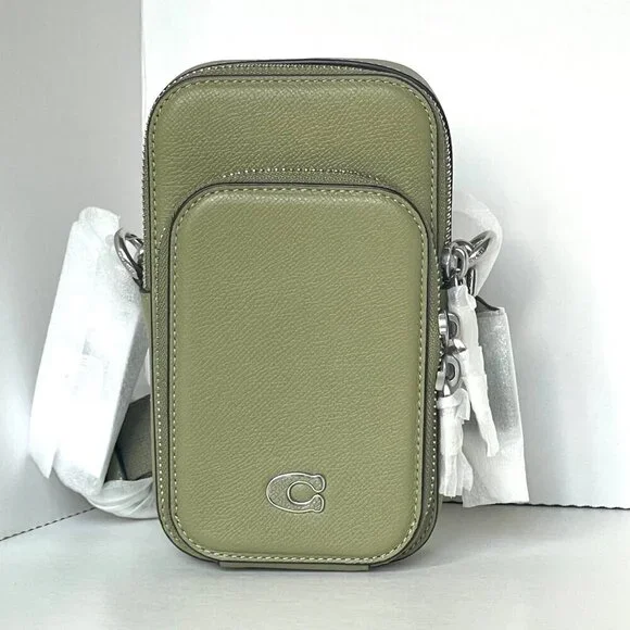 Coach Phone Crossbody Bag CP272 Crossgrain Leather Moss Pockets Unisex ORGPKG - Picture 7 of 12